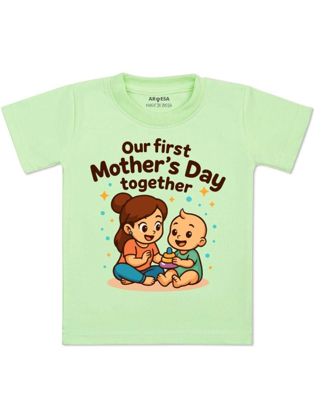 Arvesa Kids Happy Mother Days Graphic Printed Short Sleeves Cotton T-shirt