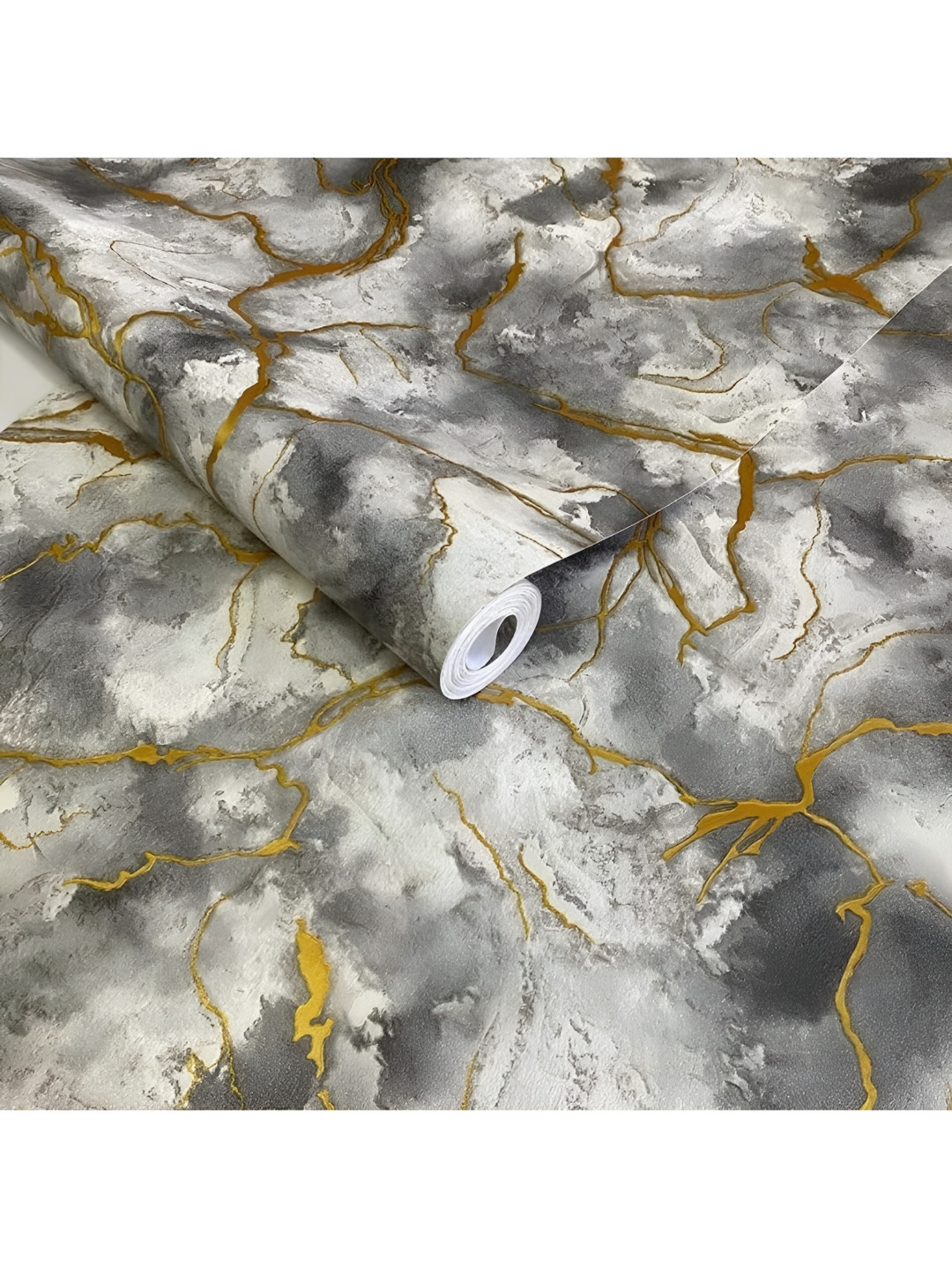 SEKHMET Grey & Yellow Printed Waterproof Wallpaper