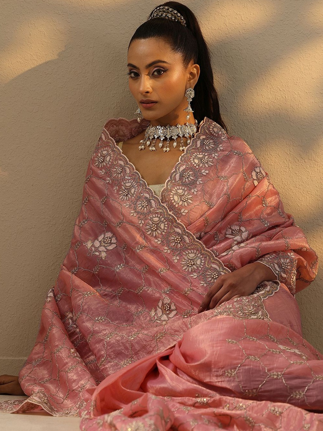 Libas Embroidered Organza Saree