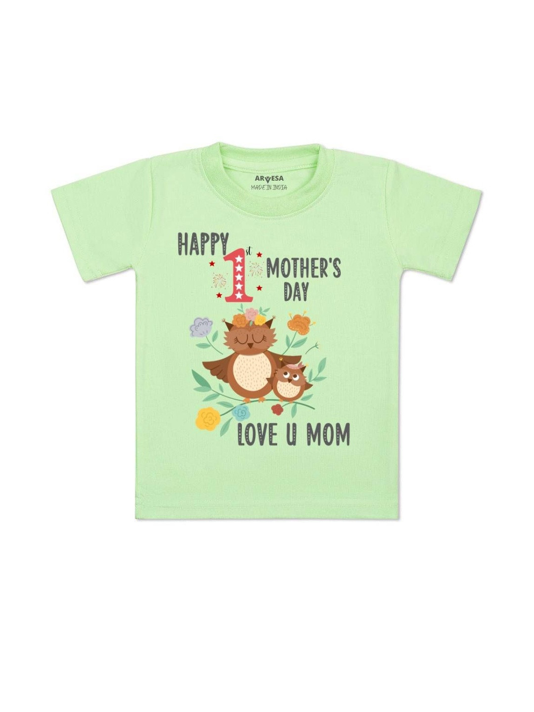 Arvesa Kids Happy Mother Days Printed Round Neck Short Sleeves T-shirt