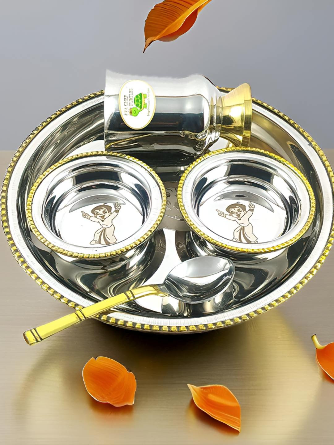 CHEF TURTLES Silver-Toned 5 Pieces Stainless Steel Easy to Clean Dinner Set