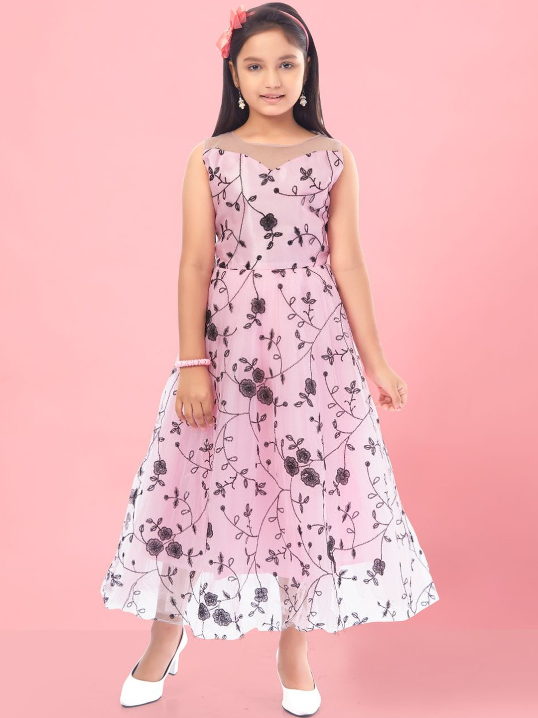 Muhuratam Girls Self Design Gown Dress