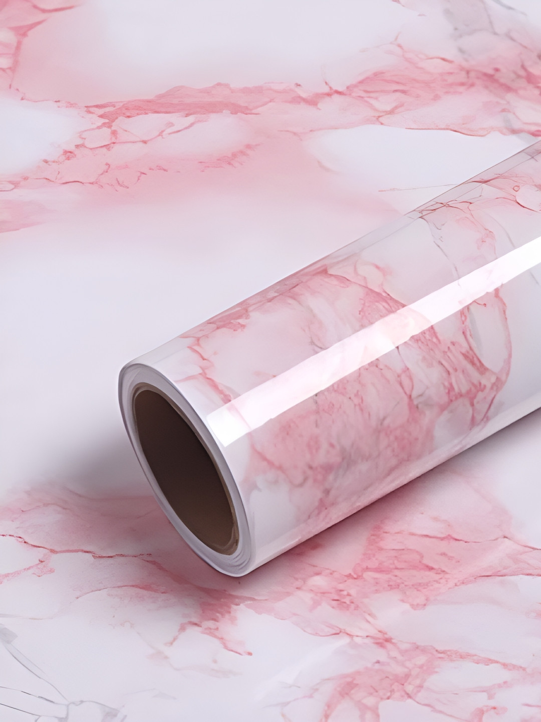 Jaamso Royals Pink & White Marble Printed Self Adhesive Durable Waterproof Wall Stickers