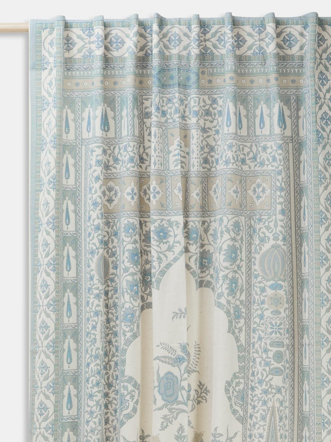 Fabindia Nafisa Blue & Off White Ethnic Motifs Printed Door Curtain