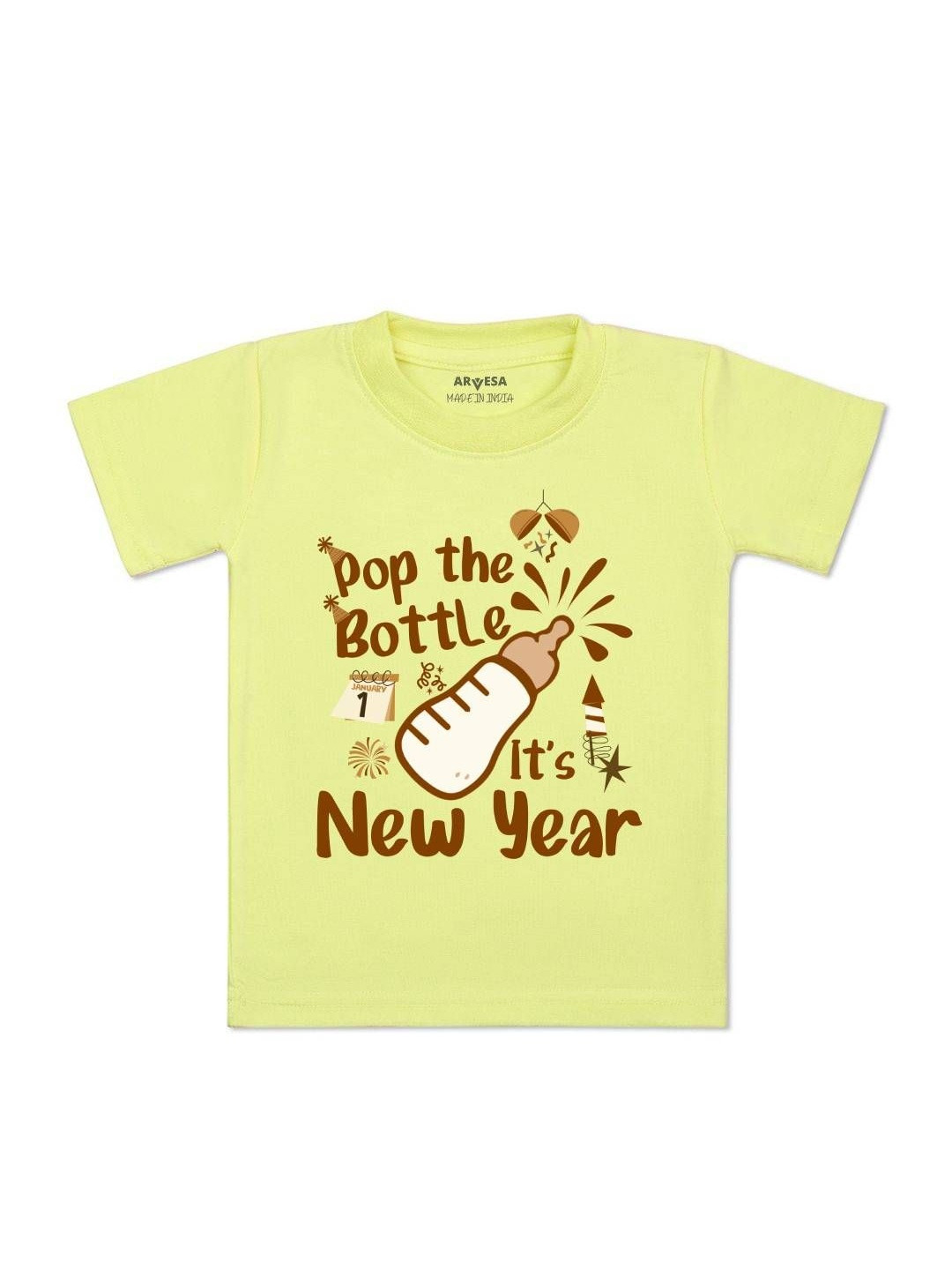 Arvesa Kids My First New Year Printed Regular Fit Short Sleeves Tshirt