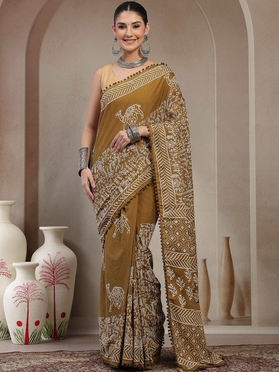 Kishori Sarees Tribal Warli Printed Pure Cotton Saree