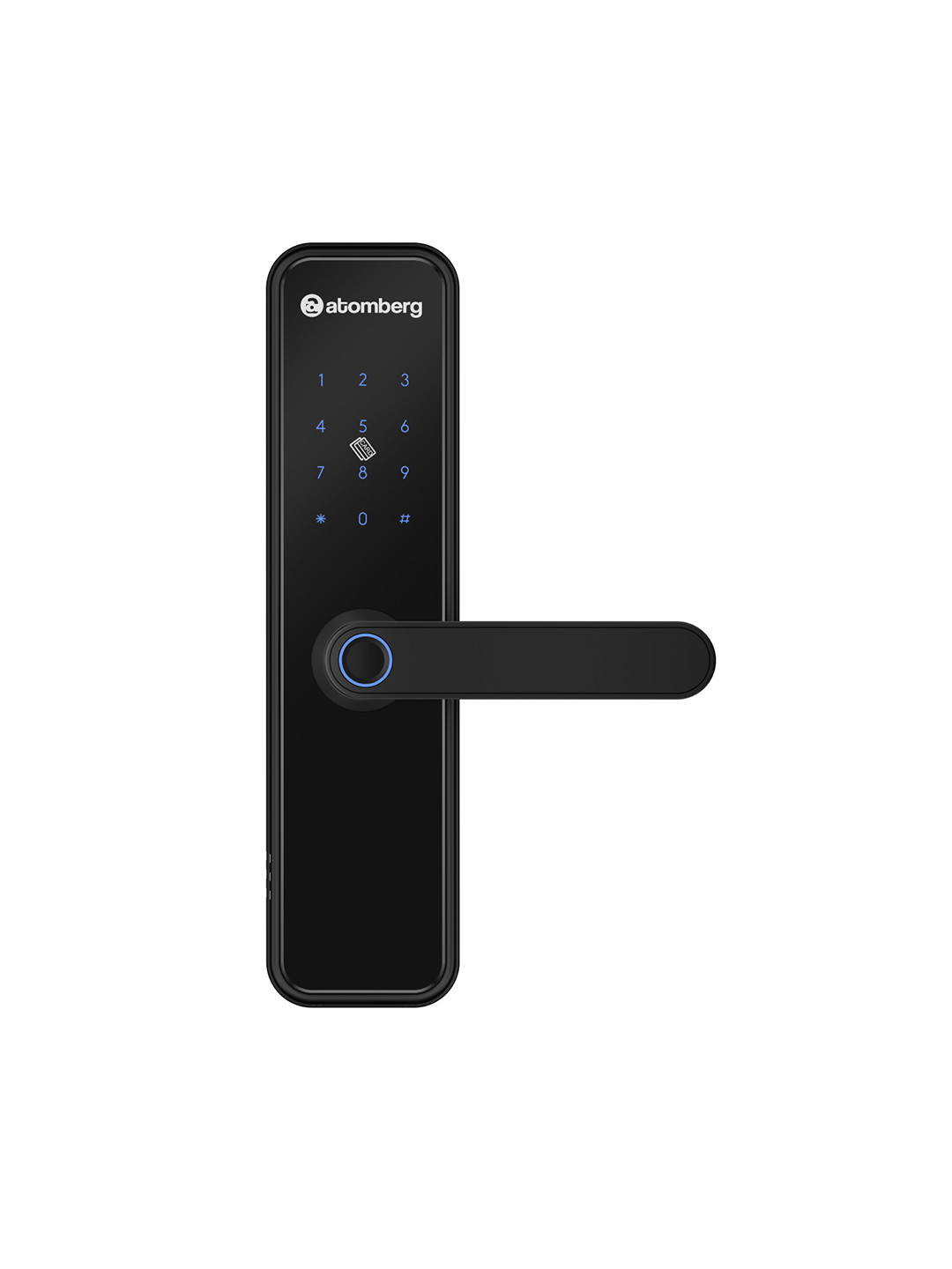 Atomberg Azhero Black 6 Ways Unlocking Fingerprint, PIN, Remote, OTP & Key Smart Door Lock