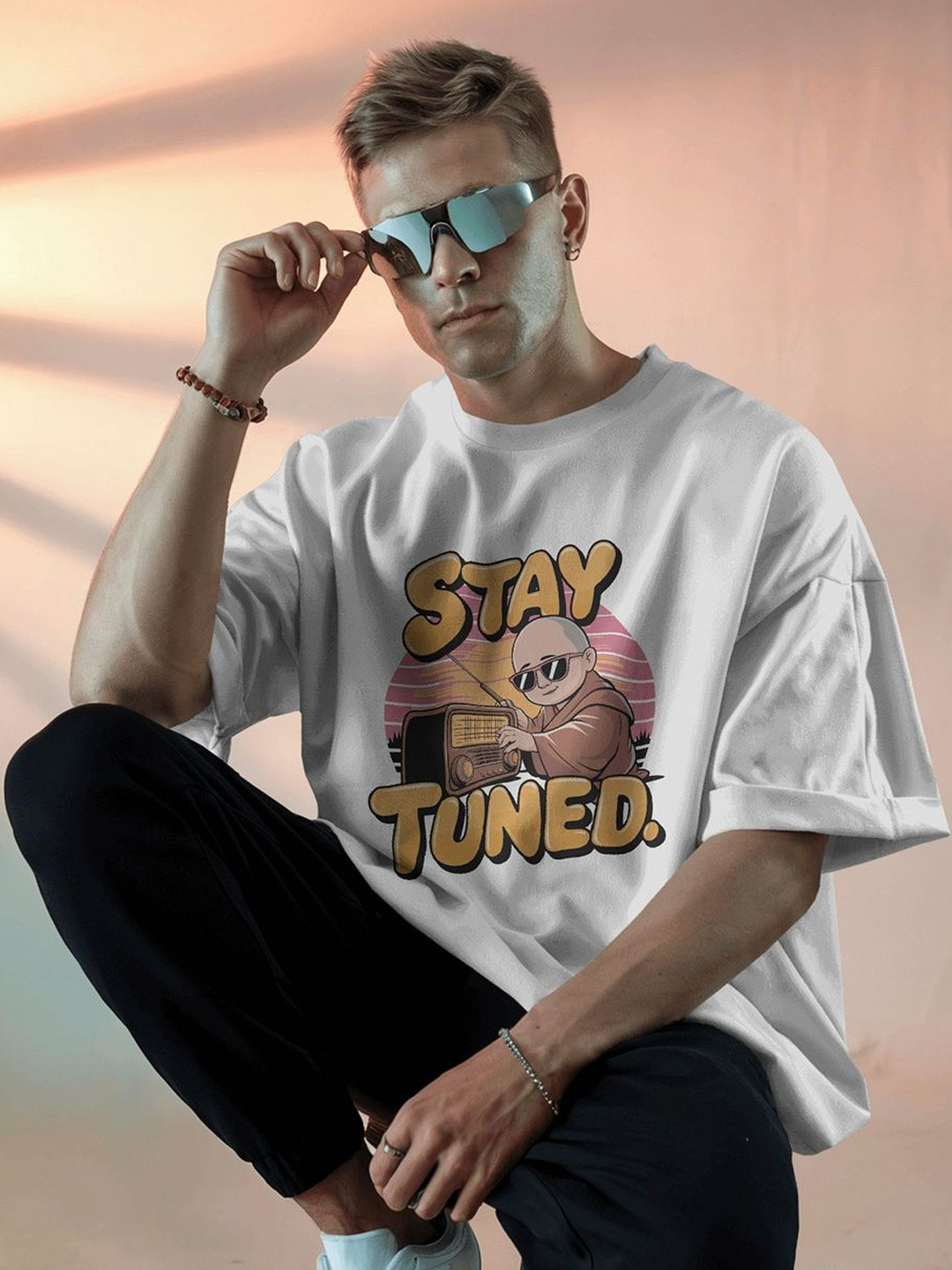 SENO TEX Men Solid Round Neck Cotton Oversized T-shirt