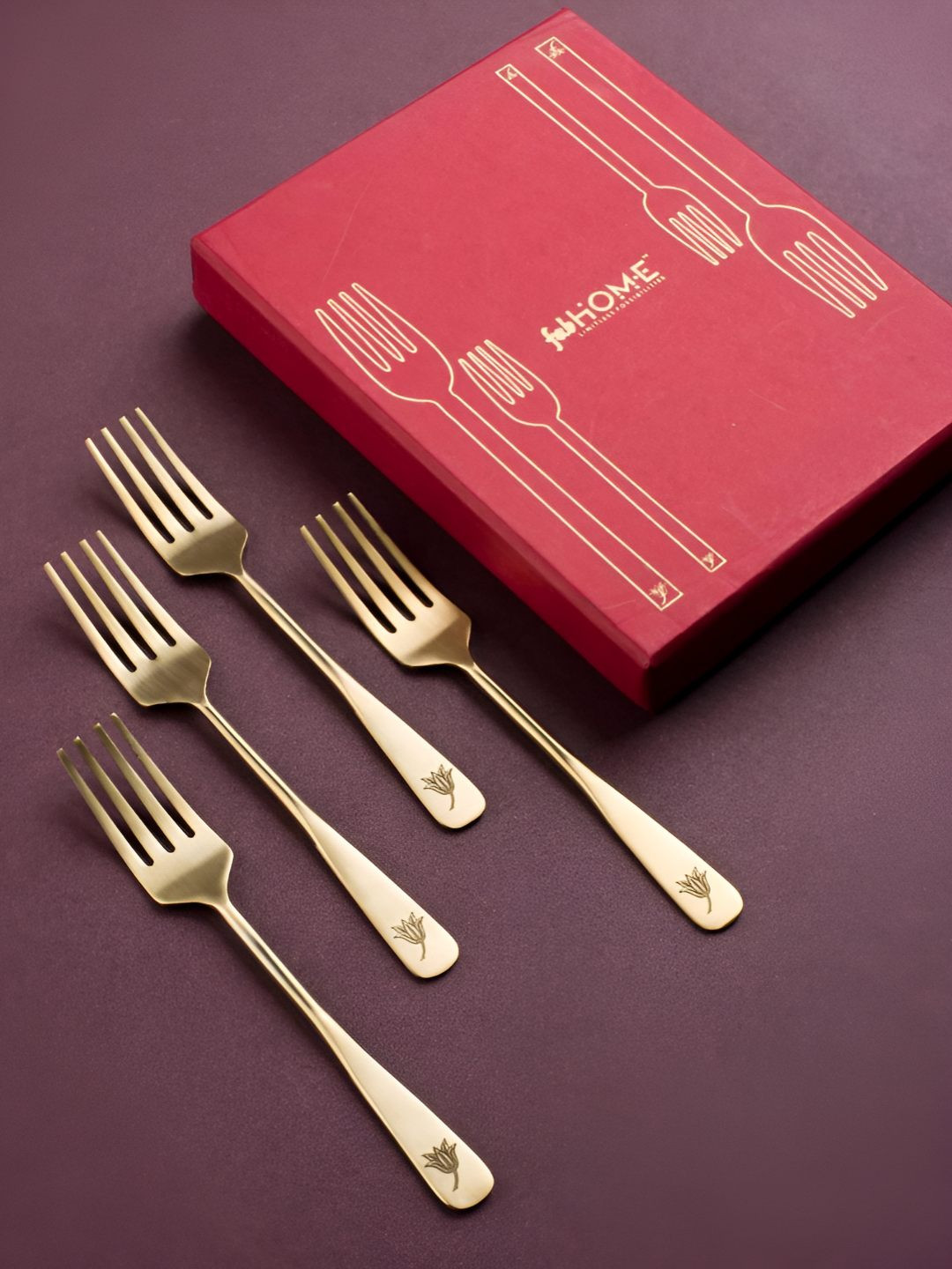 Fabindia Nazm Gold-Toned 4 Pieces Stainless Steel Dessert Spoons