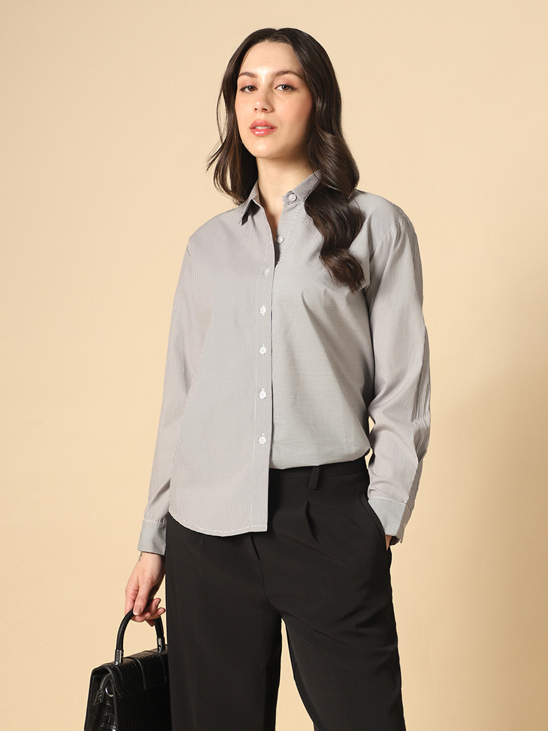 Globus Women Multi Stripes Printed Oversized Regyular Shirt