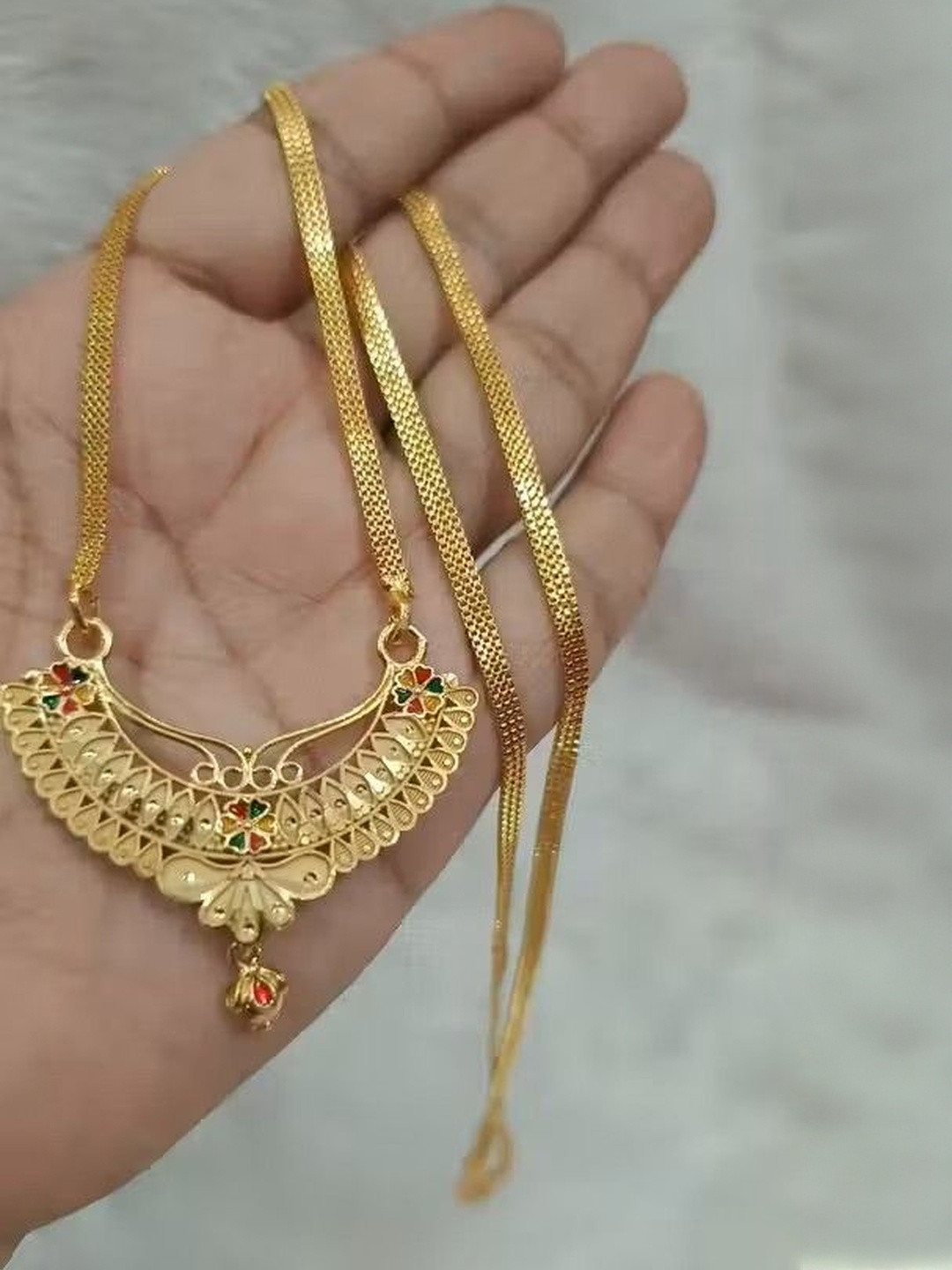 Anshenterpris Women Gold Plated Artificial Stones Mangalsutra