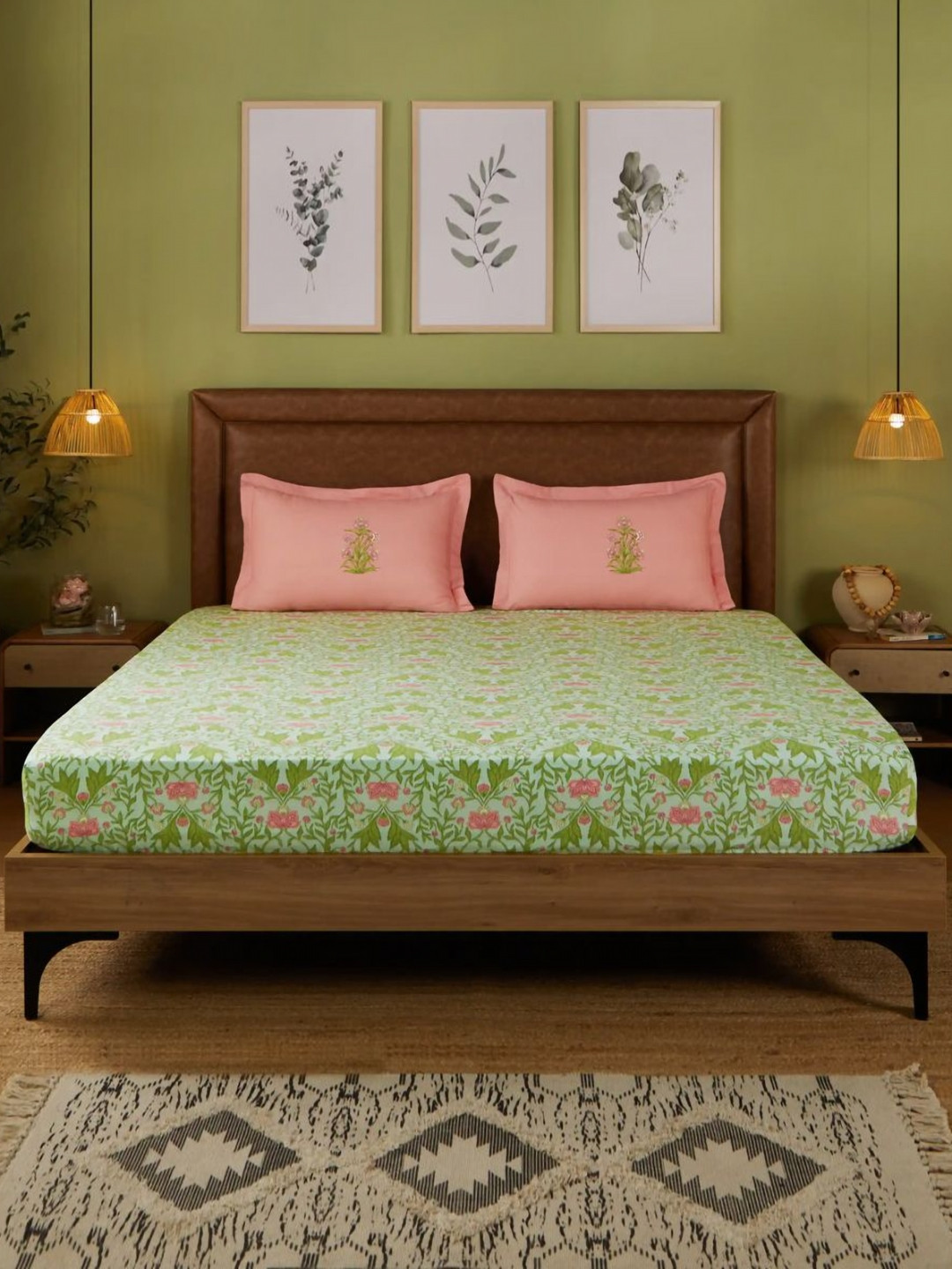 LIVSPACE Chippa Lane Ethnic Motifs 144 TC Cotton Super King Bedsheet Set 2.74 m x 2.74 m