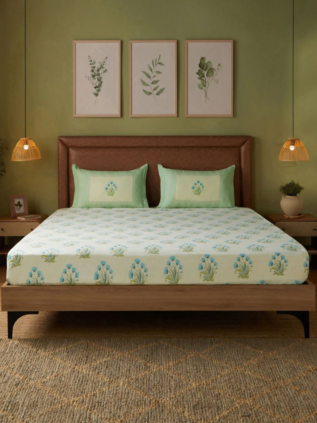 LIVSPACE Chippa Lane Ethnic Motifs 144 TC Cotton Super King Bedsheet Set 2.74 m x 2.74 m