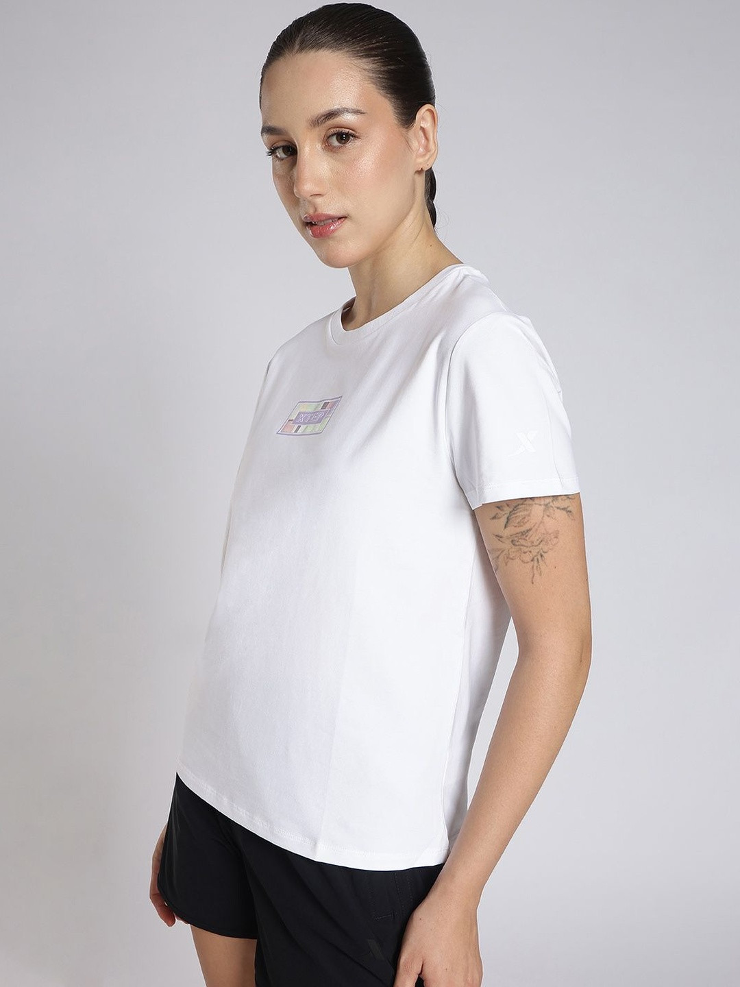 Xtep Typography Printed Motion Dry Cotton Sports T-shirt