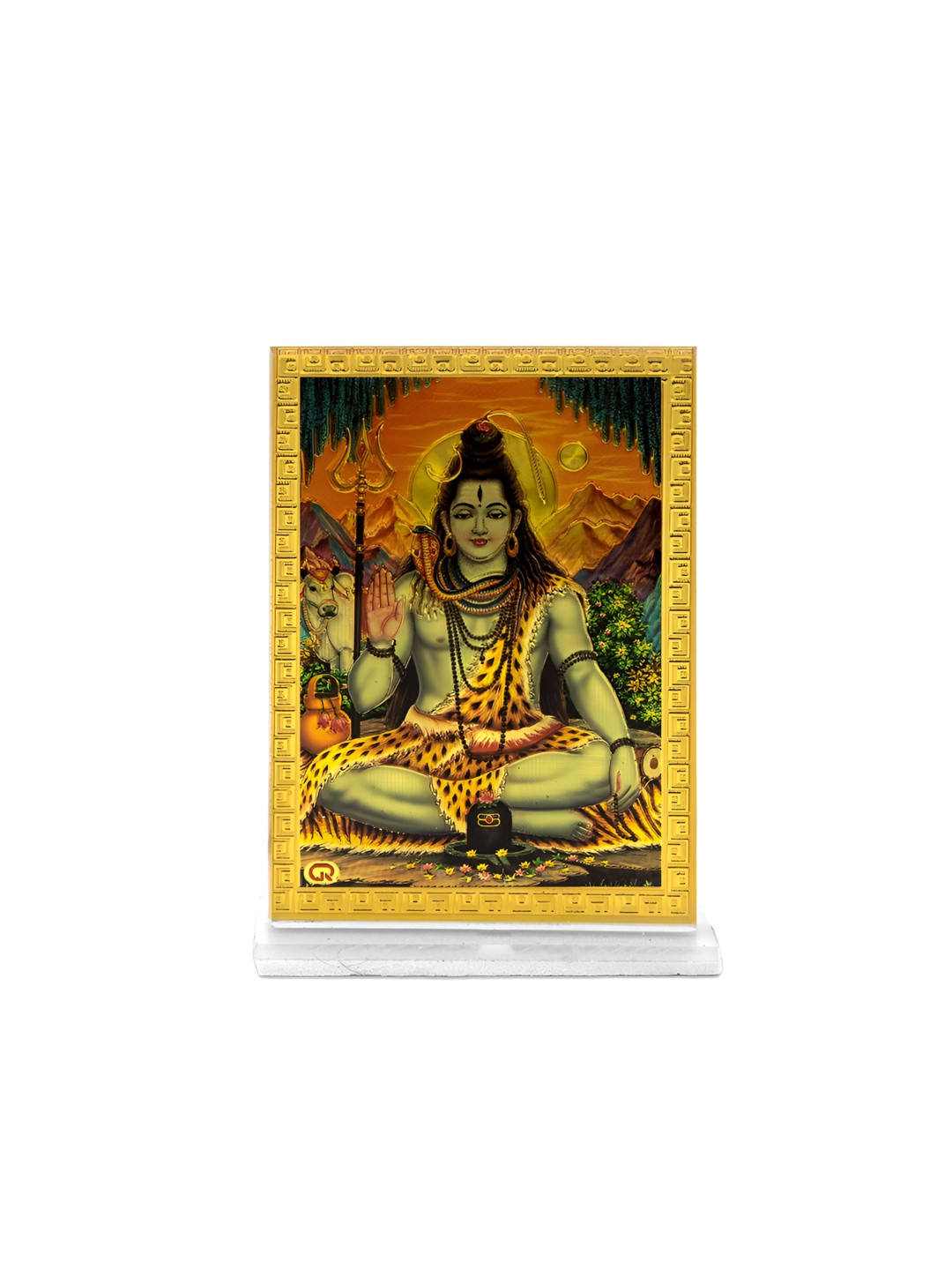 Adhvik Gold Toned And Black Lord Shiv Bholebaba Photo Frame