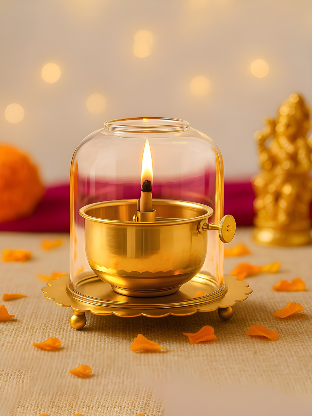 Aura Brass Akhand Jyoti Diya Oil Lamp