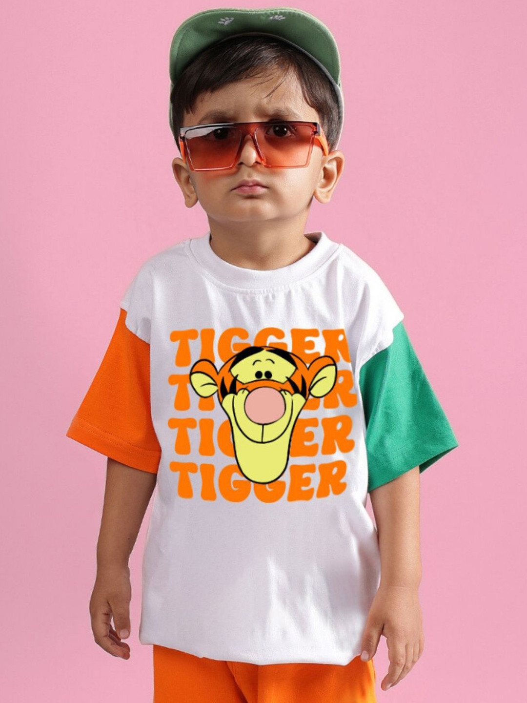 WEARDUDS Unisex Tigger Graphic Printed Round Neck Cotton Oversized T-shirt