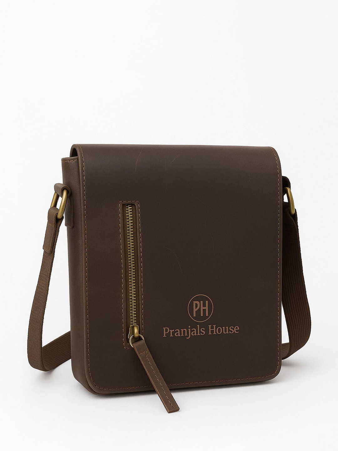PRANJALS HOUSE Unisex Leather Crossbody Messenger Bag