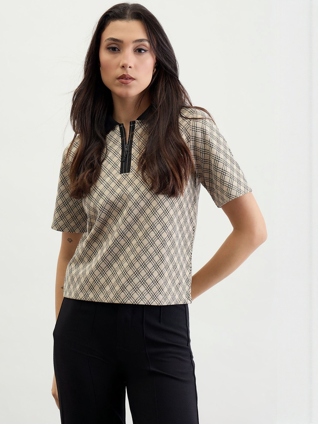 Iconic Checked Polo Collar T-shirt