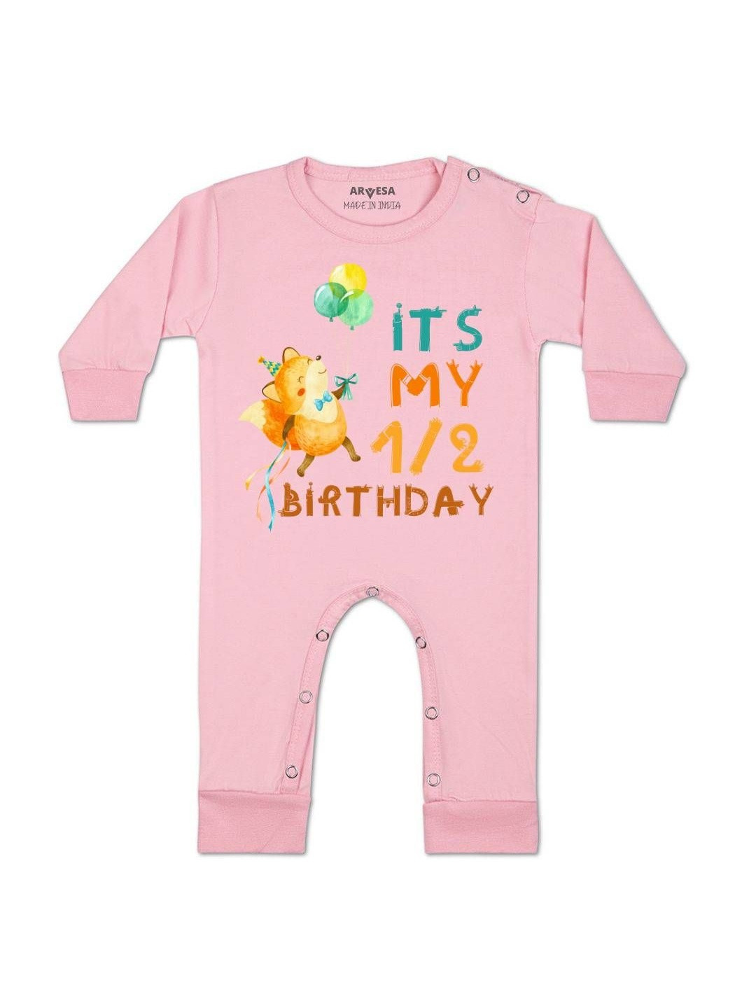 Arvesa Kids Half Birthday Printed Baby Rompers