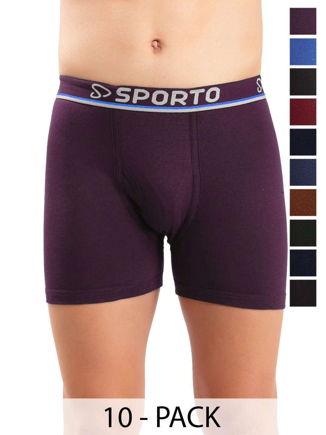 Sporto by Macho Pack Of 10 Long Trunks Sporto-PLT_10-80