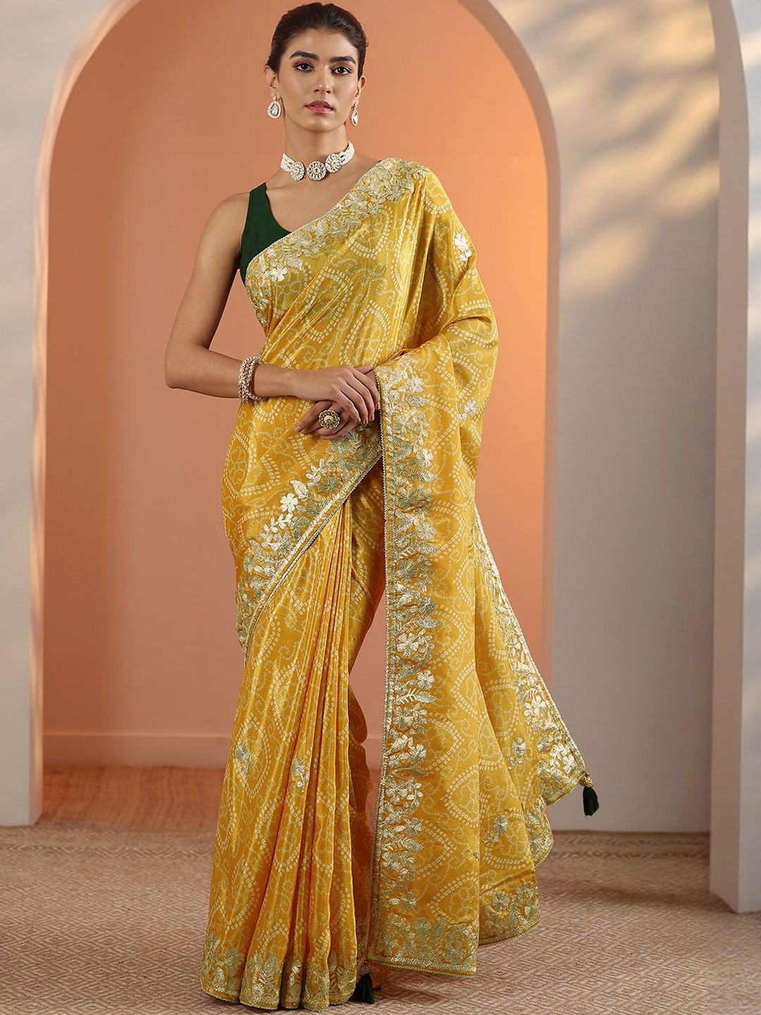 Libas Bandhani Embroidered Silk Heavy Work Bandhani Saree