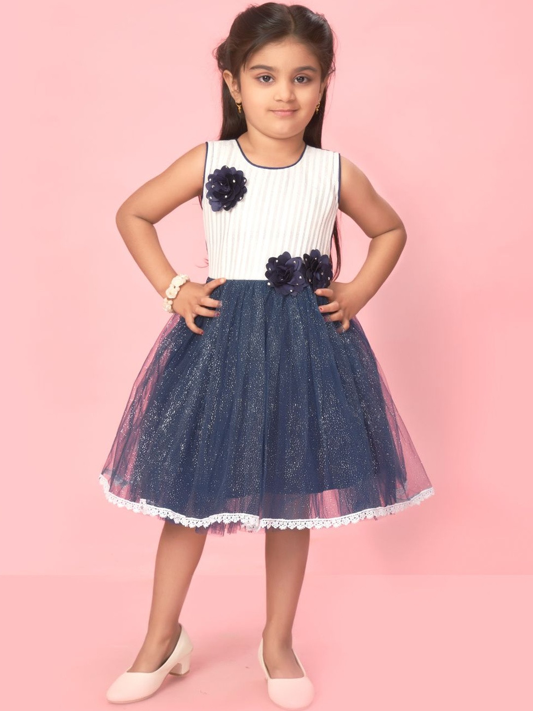 Muhuratam Girls Navy Blue Dresses