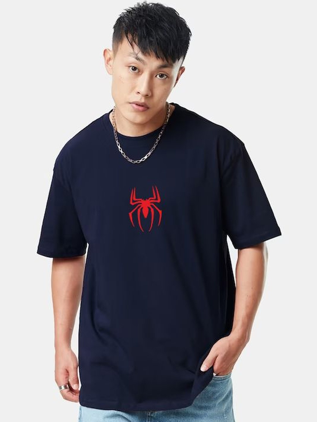 Organic Chics Spider-Man Printed Pure Cotton Oversized Anti Odour T-shirt