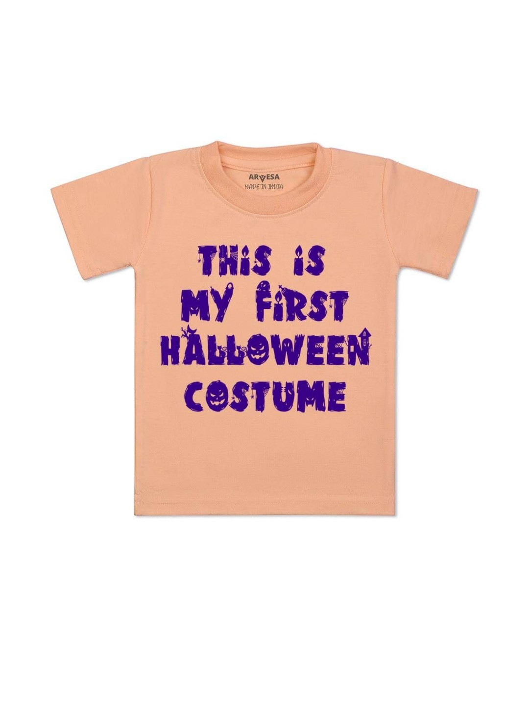 Arvesa Kids This Is My First Halloween Costume Printed Round Neck Short Sleeve Tshirt