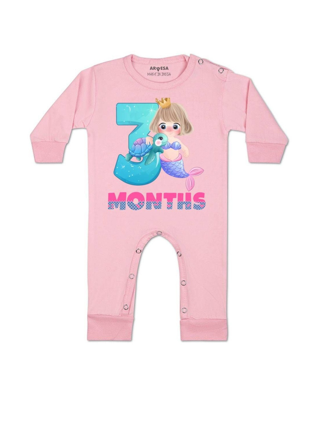 Arvesa Infants 3 Month Printed Round Neck Romper