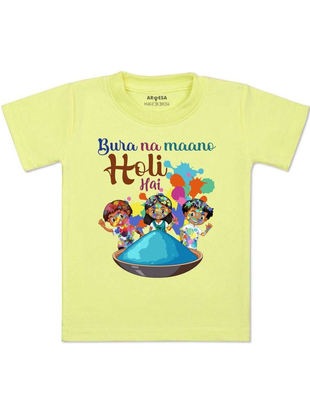 Arvesa Kids Bura Na Mano Holi Hai Printed Cotton Round Neck Tshirt