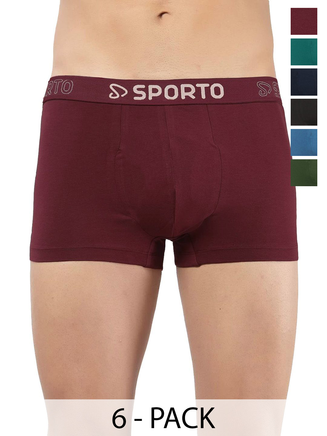 Sporto by Macho Pack Of 6 Cotton Short Trunks Sporto-N2401_6-S