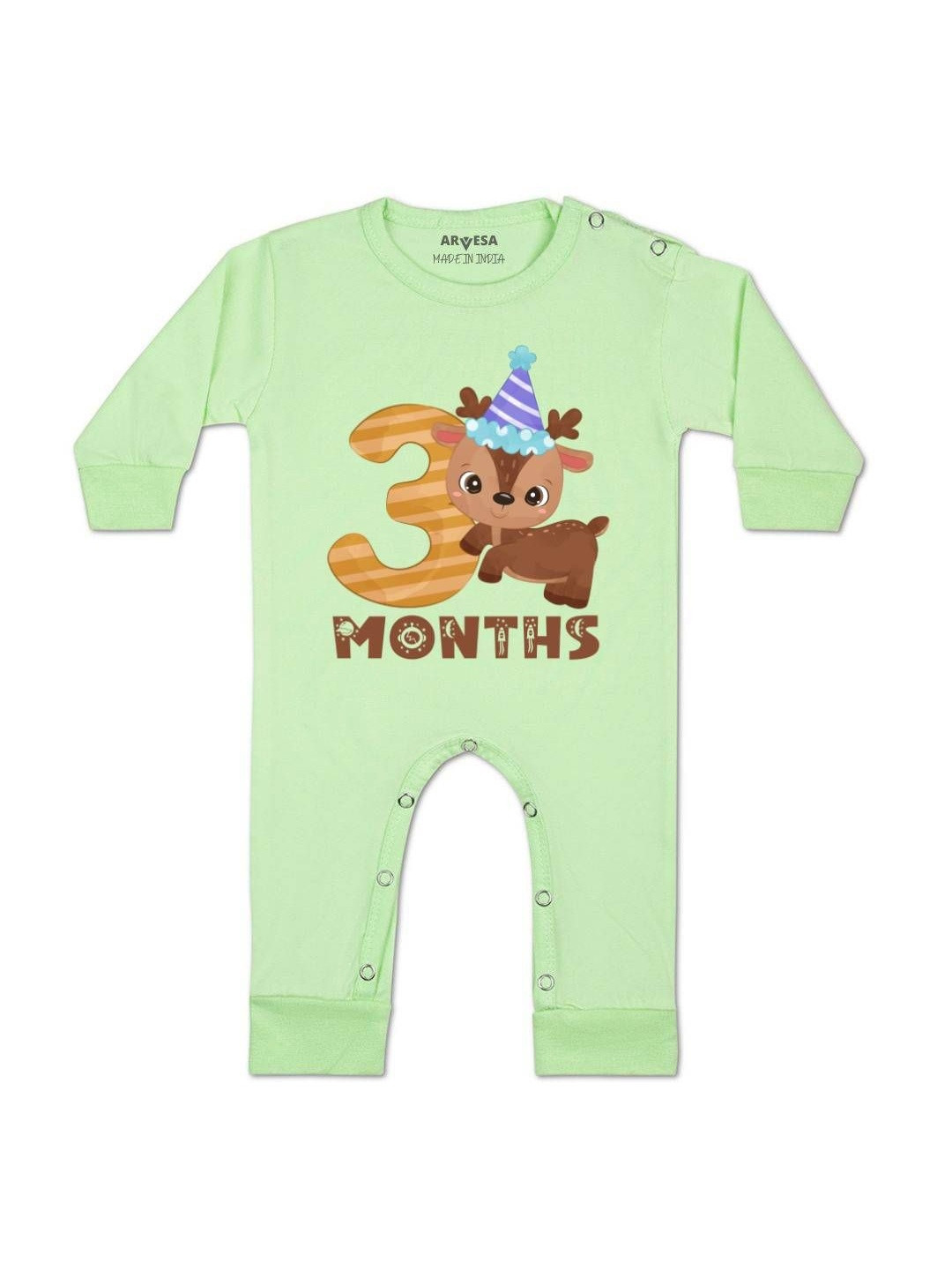 Arvesa Kids Round Neck 3 Month Printed Baby Rompers