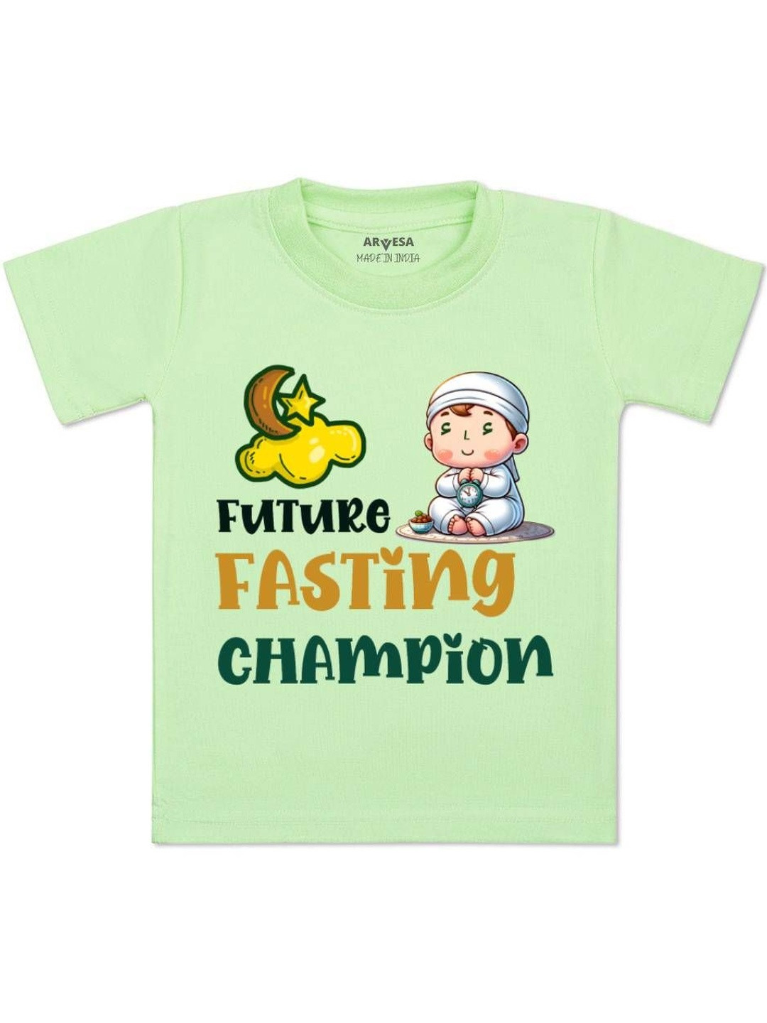 Arvesa Kids Round Neck Fasting Champion Typography Printed Tshirt