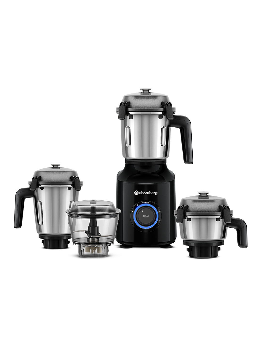 Atomberg Zenova Black Stainless Steel Hands Free Operation 4 Jars Wet and Dry Grinder-550W