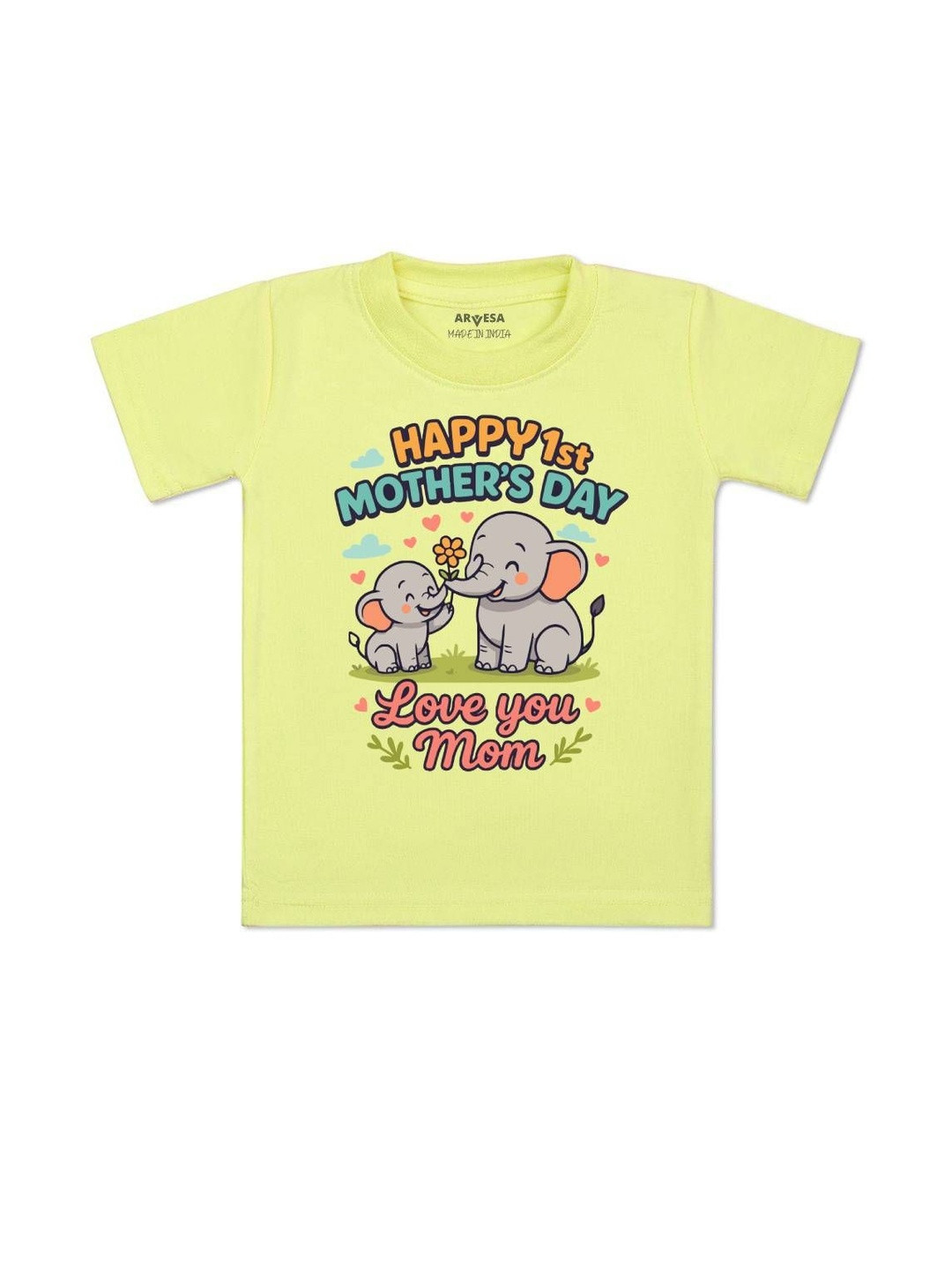 Arvesa Kids Happy Mother Days Graphic Printed Short Sleeves Cotton T-shirt