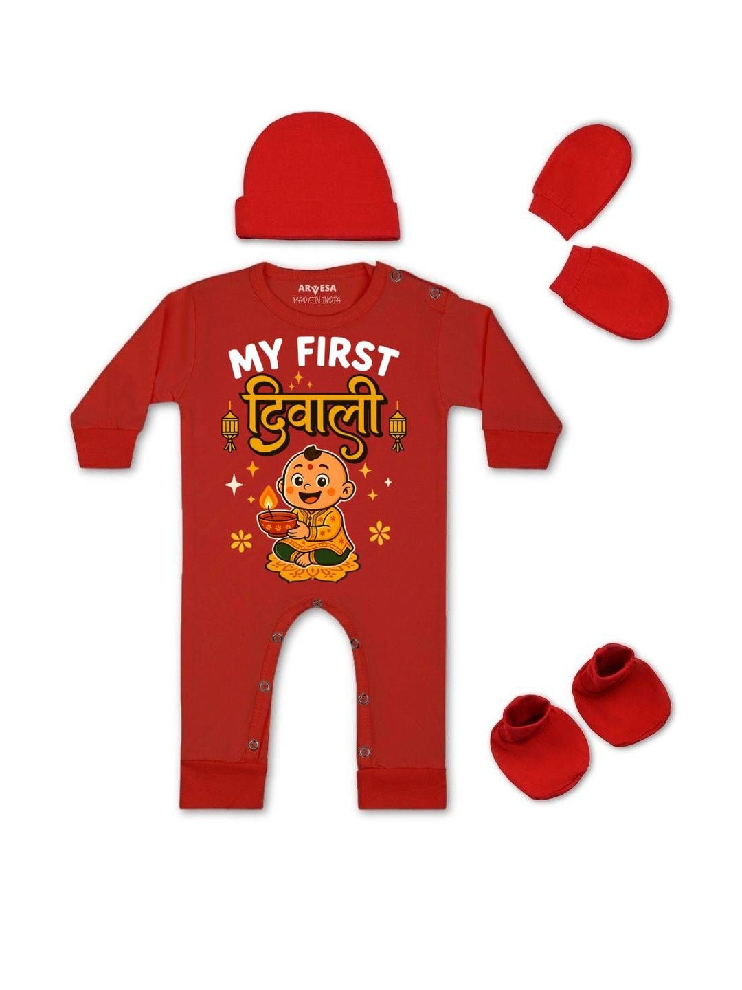 Arvesa Kids Printed Round Neck  Jumpsuit Set