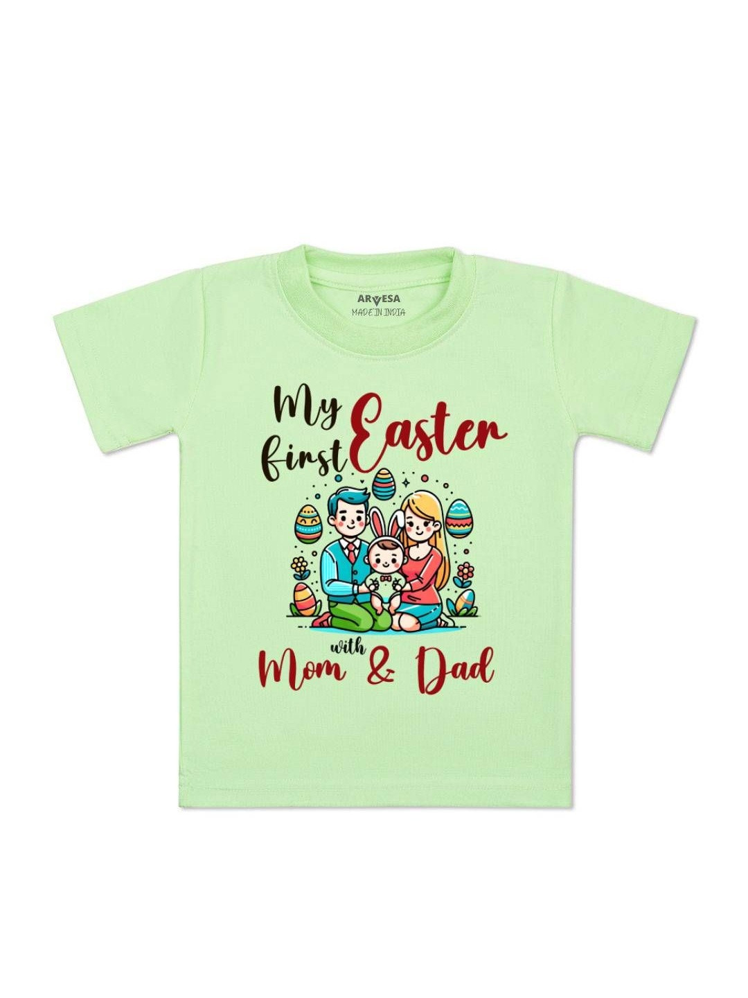 Arvesa Kids My First Easter Typography Printed Short Sleeves Cotton T-shirt