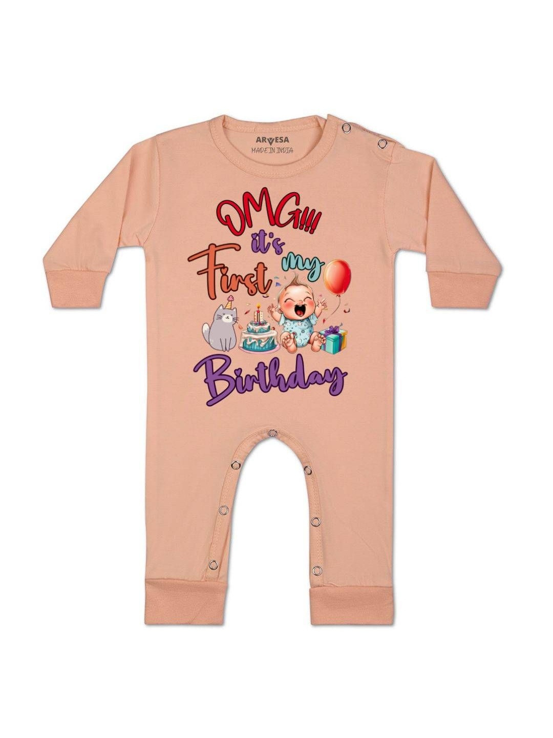 One Year Birthday Printed Baby Rompers