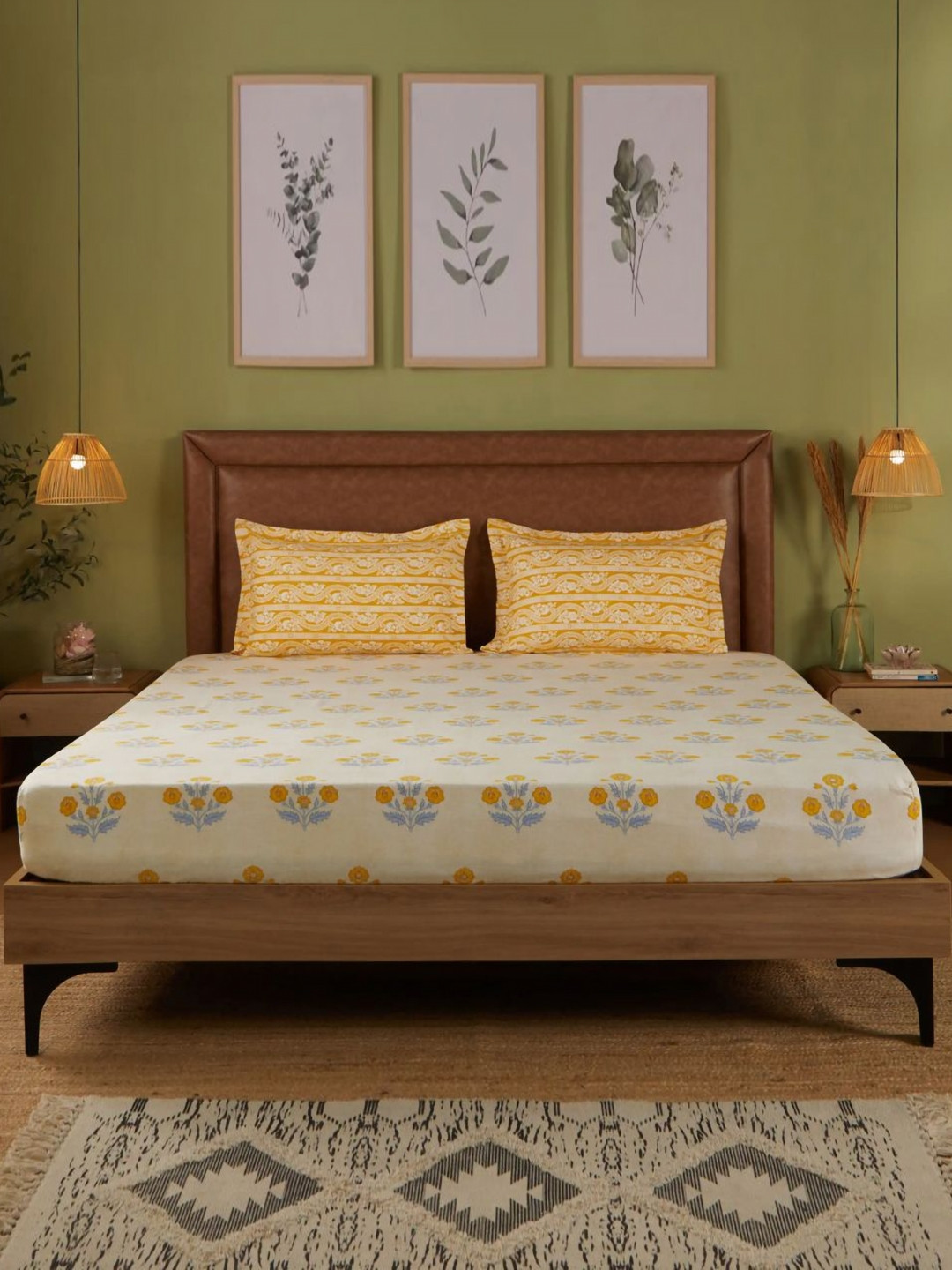 LIVSPACE Chippa Lane Ethnic Motifs 144 TC Cotton King Bedsheet Set 1.98 m x 1.82 m