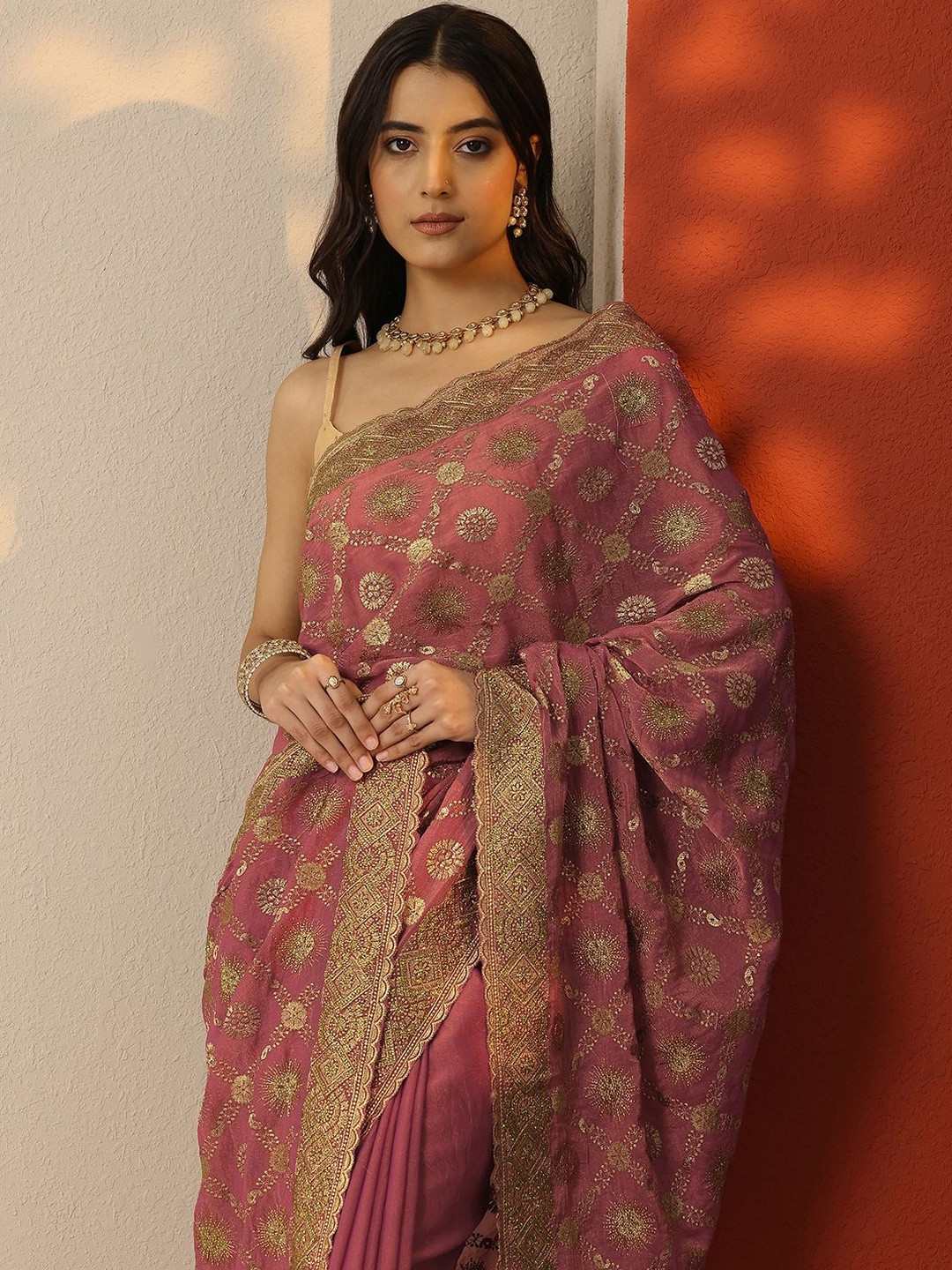 Libas Embellished Embroidered Saree with a Blouse Piece
