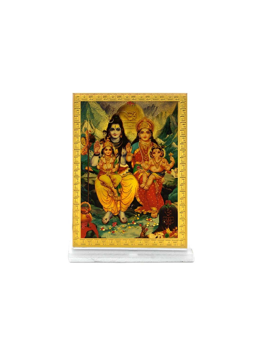 Adhvik Gold Toned And Red God Mahadev Shiv Pariwar Photo Frame
