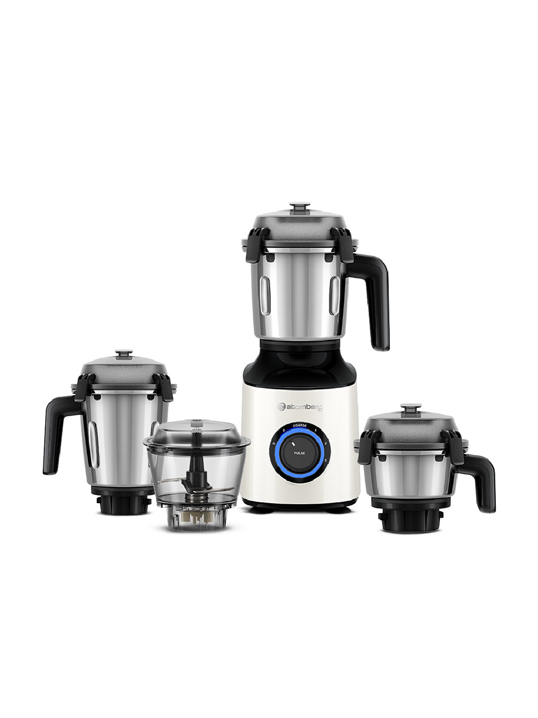 Atomberg Zenova White Stainless Steel Hands Free Operation 4 Jars Wet and Dry Grinder-550W