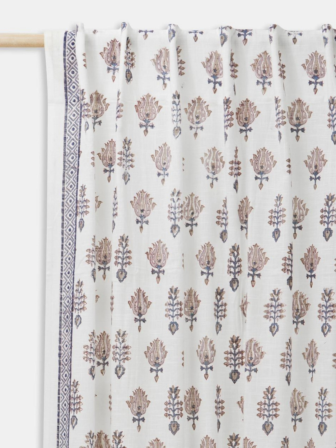 Fabindia Jamuni Purple & White Ethnic Motifs Printed Window Curtain