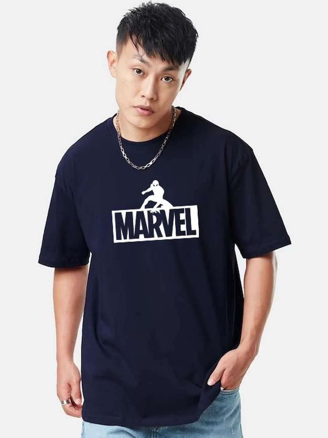 Marvel Superhero Logo Printed Cotton T-shirt