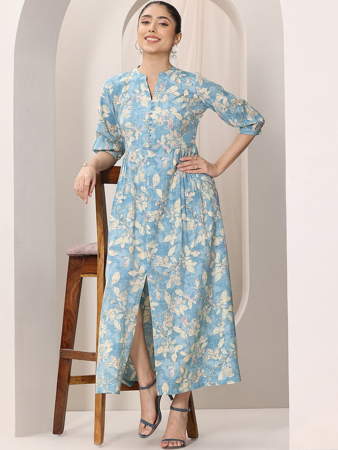 Gerua By Libas Floral Printed A-Line Midi Dress