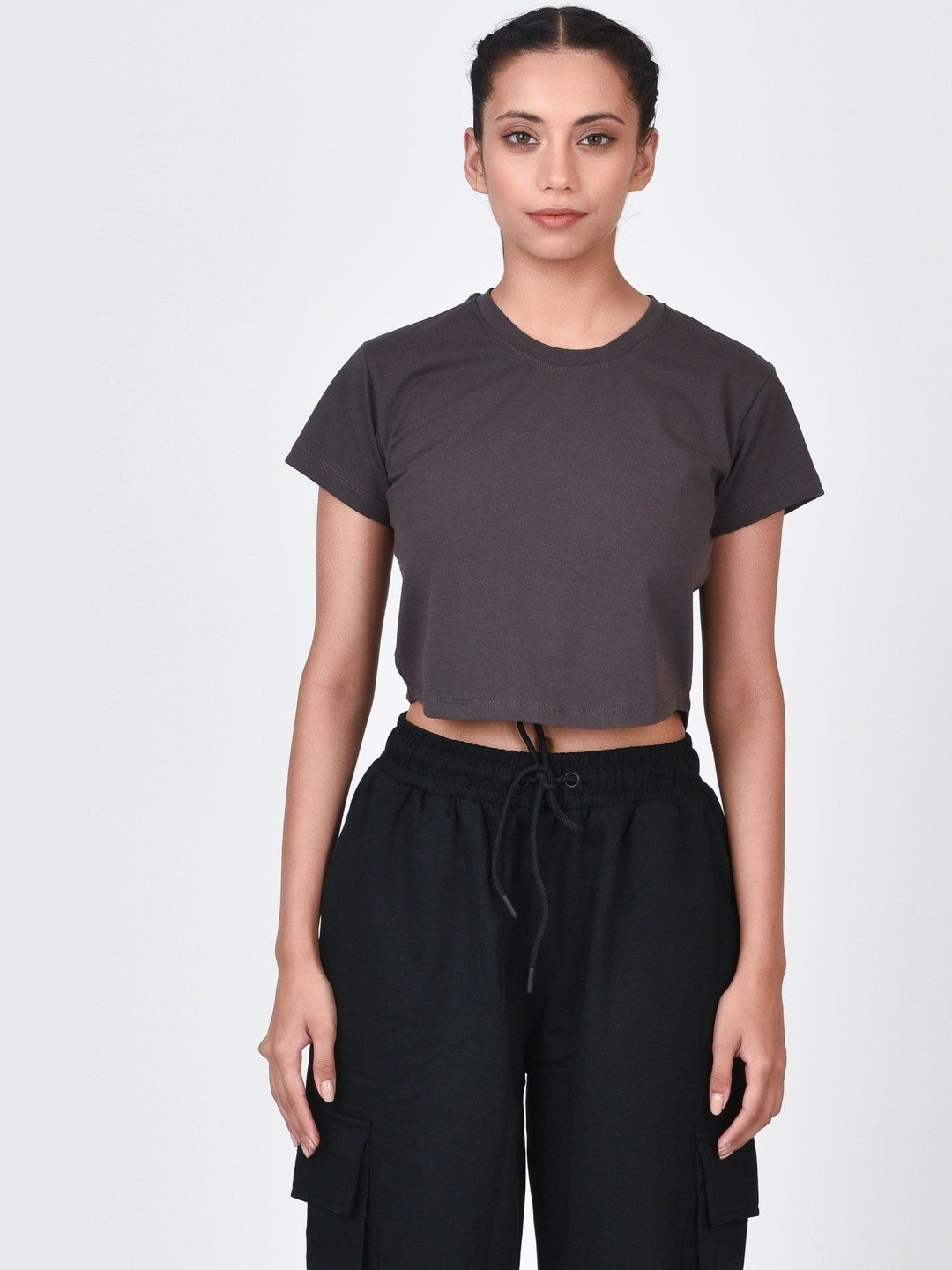 BRUTE FORCE Women Round Neck Cotton Regular Crop Top