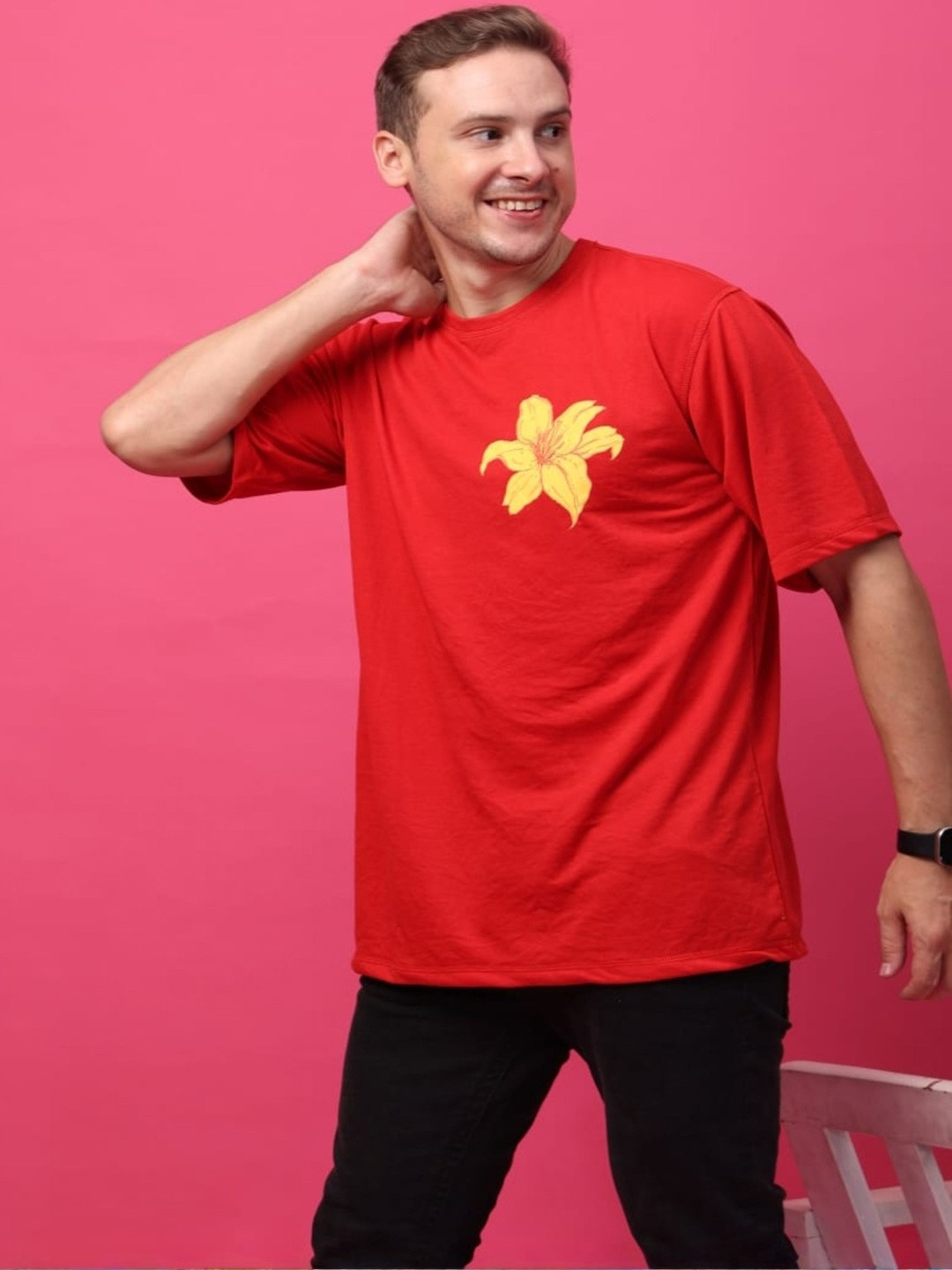 YELLOW TREE Floral Printed Round Neck Regular Fit T-shirt