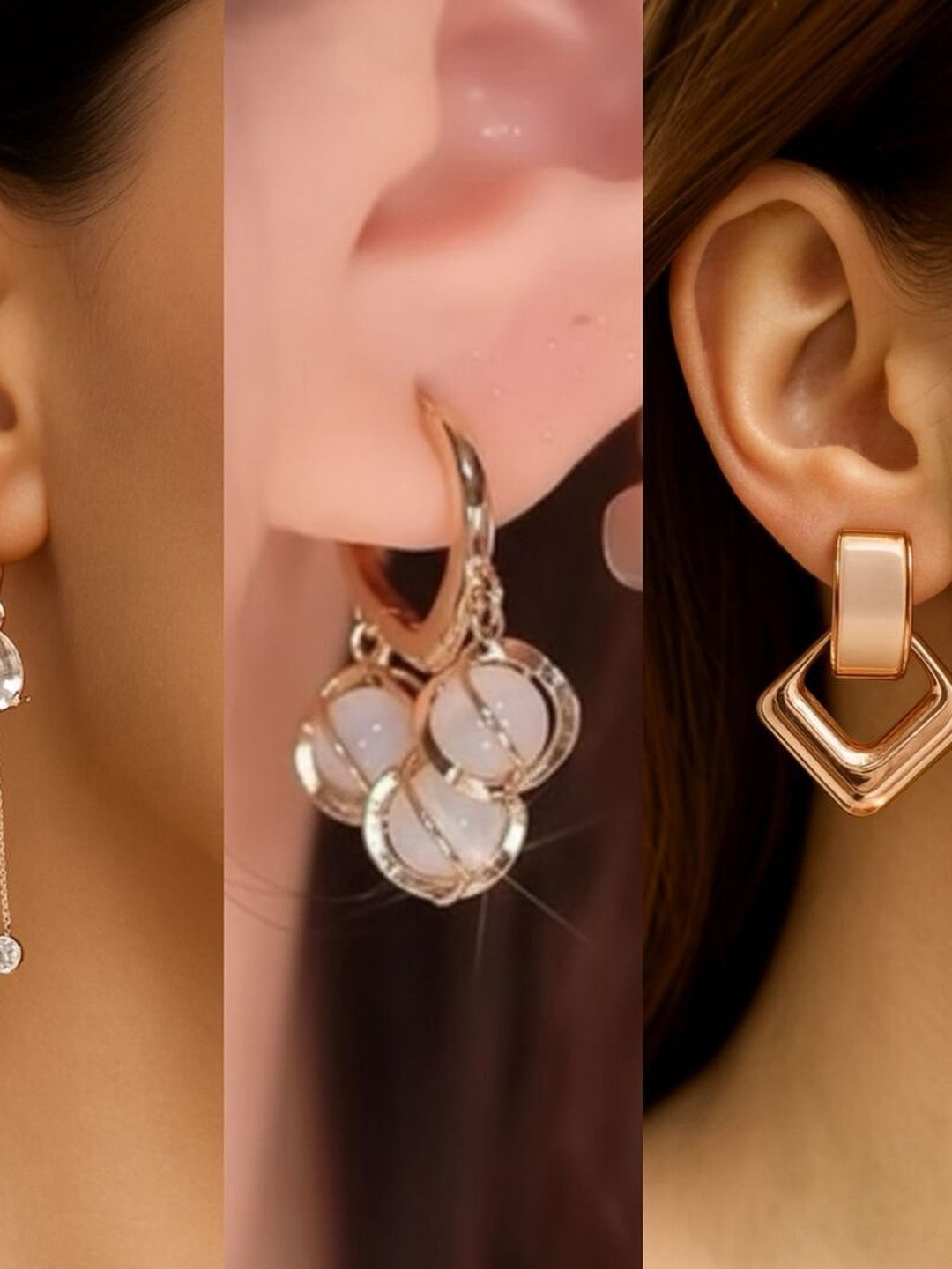 Nui Women Set Of 3 Korean Earrings