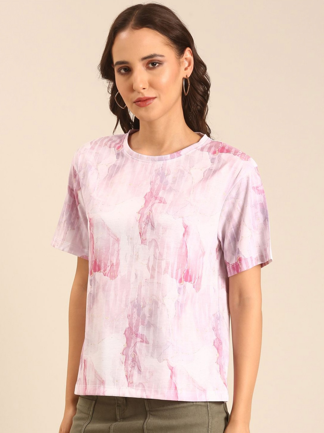 MARCA Disati Women Abstract Printed Round Neck T-shirt